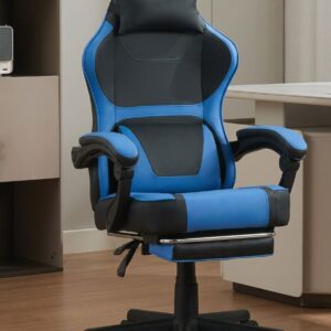 Ergonomic Business Gaming Chair With Lumbar & Neck Support, Adjustable Footrest, 300 Lbs Load Capacity  136 Kg , 360 Swivel, For Home Office & Relaxed Breaks